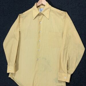 Penn-Prest Vintage Button Down Shirt Long Sleeve Collared Casual Yellow‎ Size M